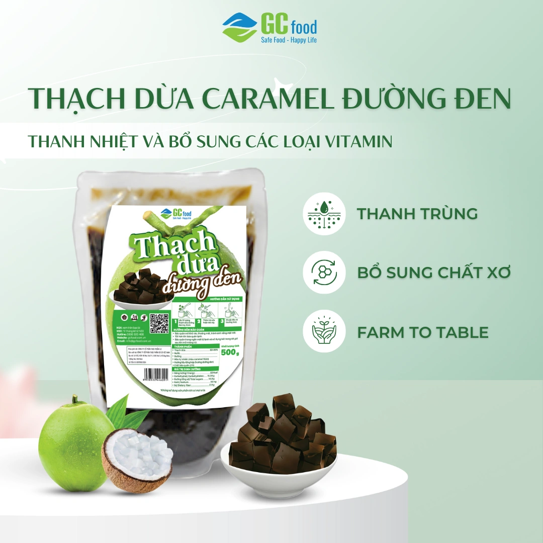 Thạch dừa đường đen Túi 500gr
