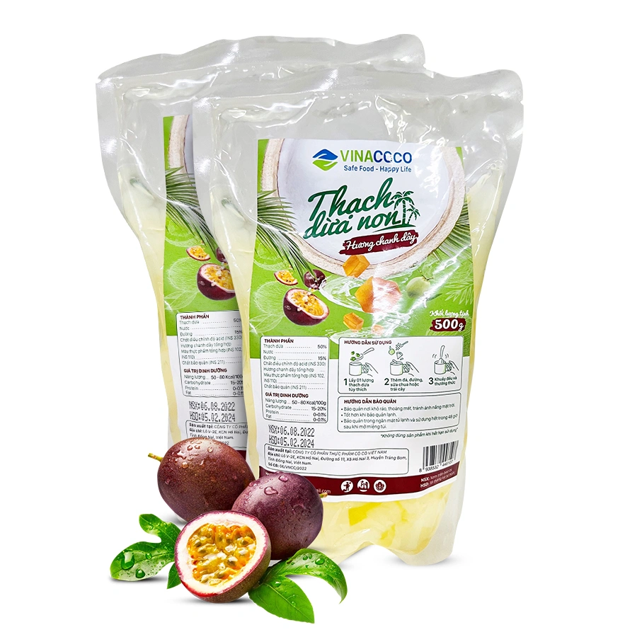 Thạch dừa Hương chanh dây Túi 500gr