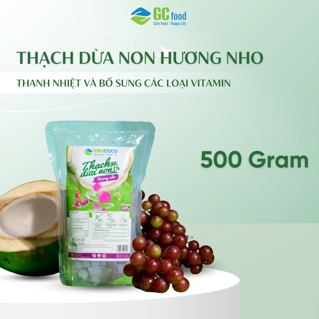 Thạch dừa Hương nho Túi 500gr - Hình ảnh 2
