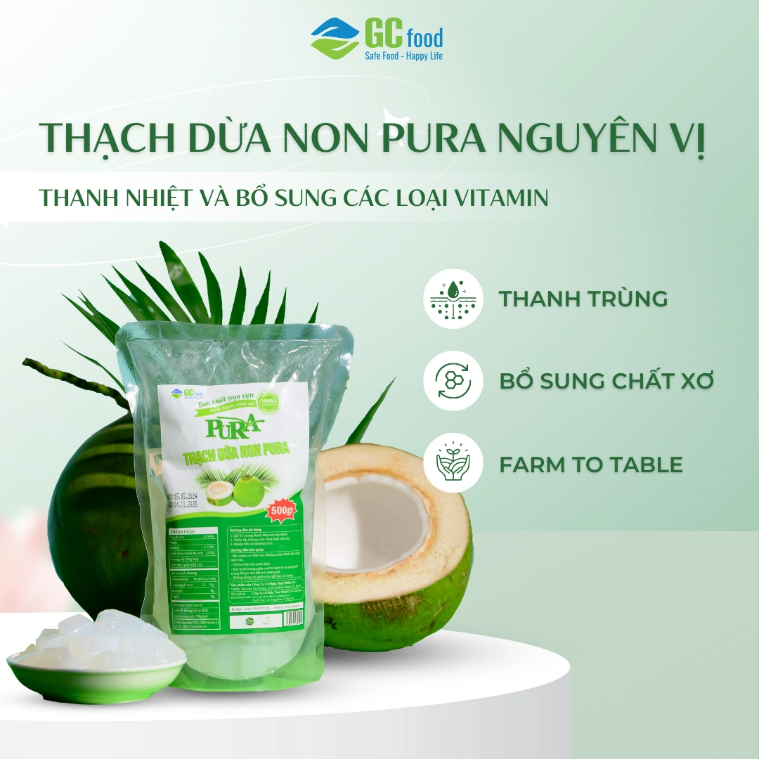 Thạch Dừa Non Pura Túi 500gr