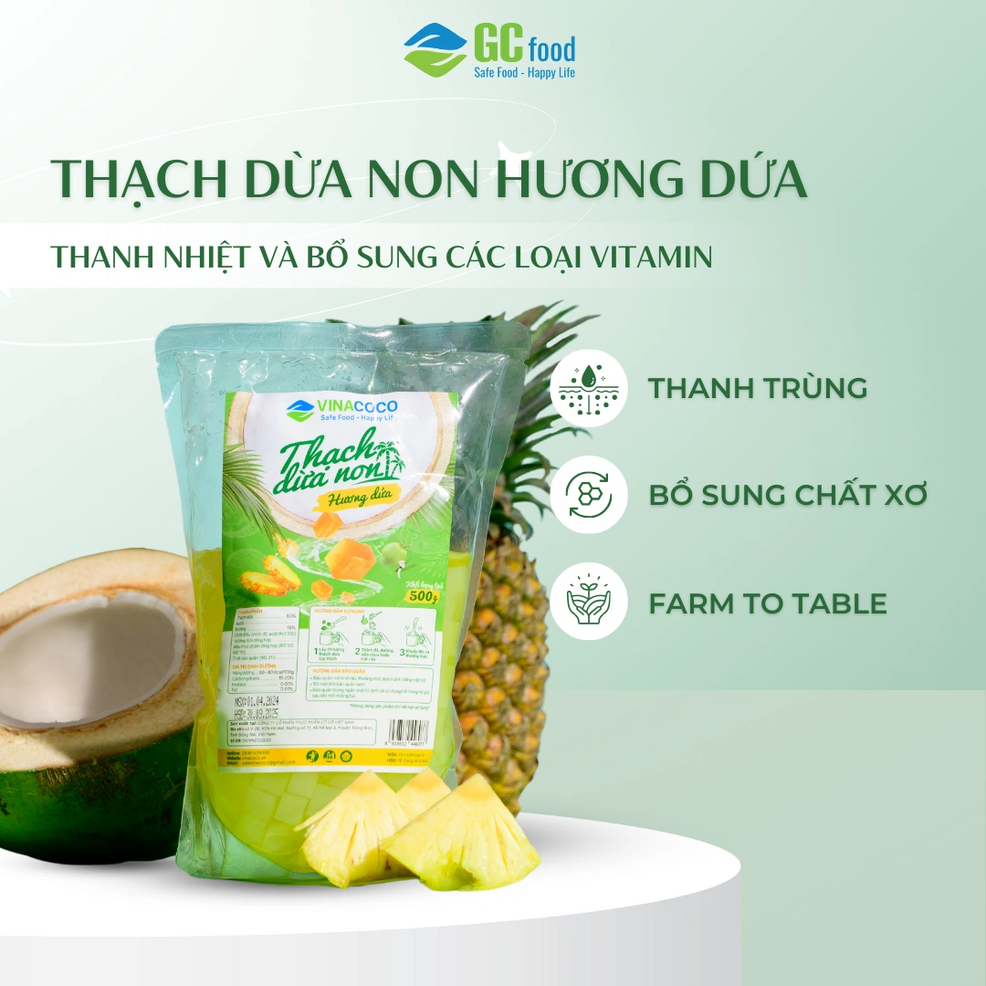 Thạch dừa Hương dứa Túi 500gr